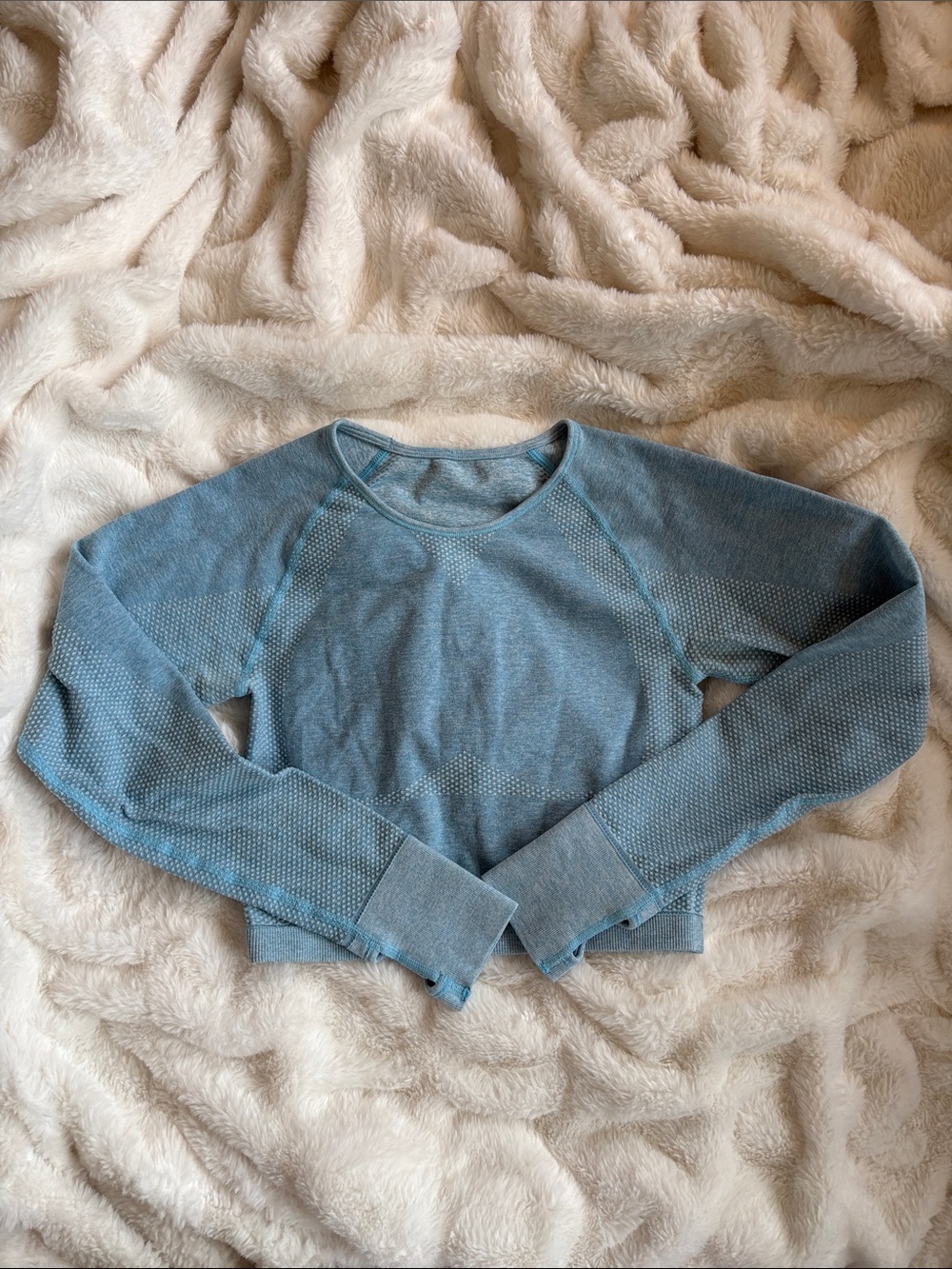Light Blue Women's Seamless Long-Sleeve Sweater